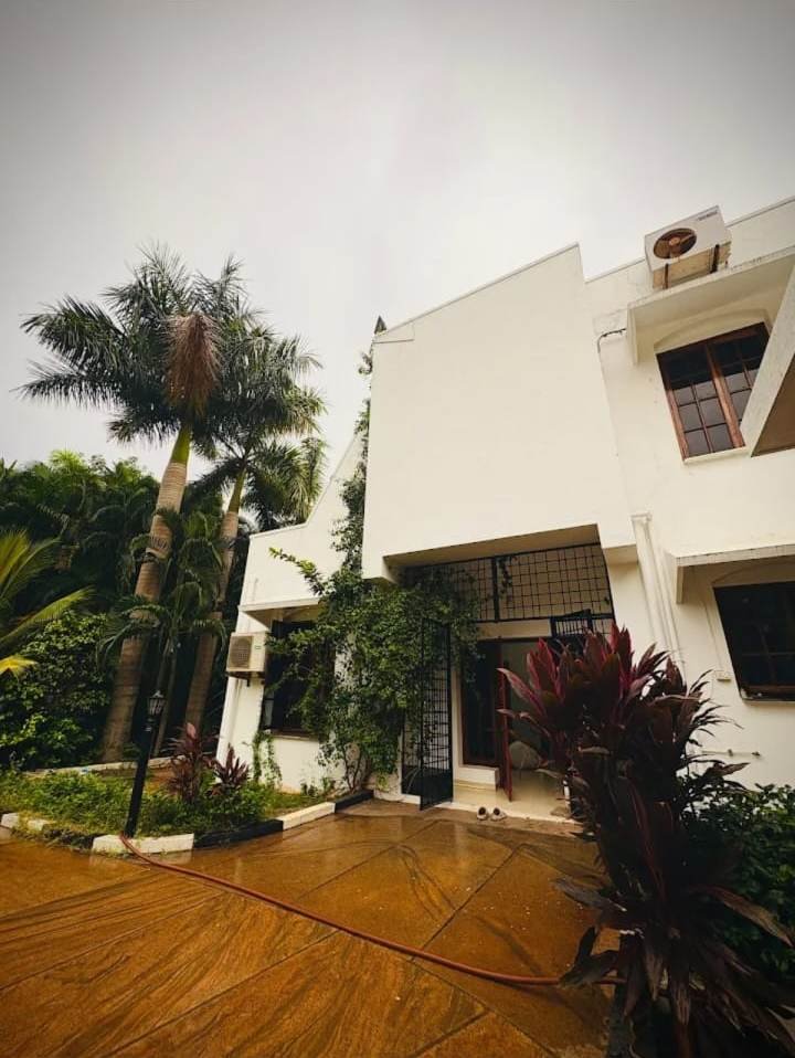 White villa with garden